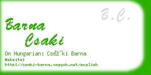 barna csaki business card